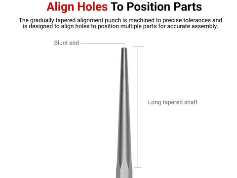 Workhorse Three Sixteenth Inch Alignment Punch with tapered shaft for precise hole alignment in assembly.