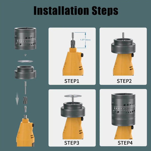 Installation steps for Portable Handheld Tungsten Electrode Sharpener Grinder For TIG Welding with rotary tool and attachments.
