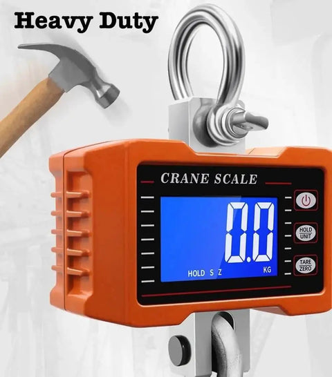 Heavy Duty Digital Crane Scale 1000kg 2000lb For Indoor Outdoor Use, High Accuracy Hanging Scale With Backlit LCD, Side View
