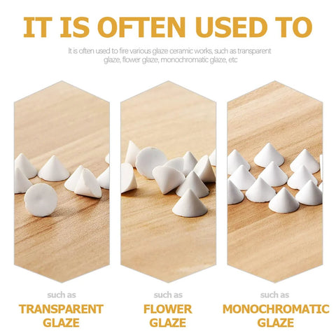 Pottery kiln nails; white ceramic cone-shaped supports, 50-piece set