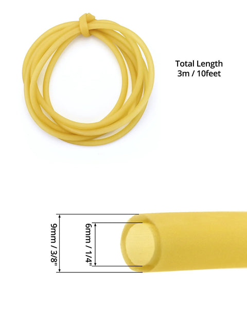 QWORK natural latex rubber tubing, 10 ft, 3/8 in OD, 1/4 in ID, yellow, coiled