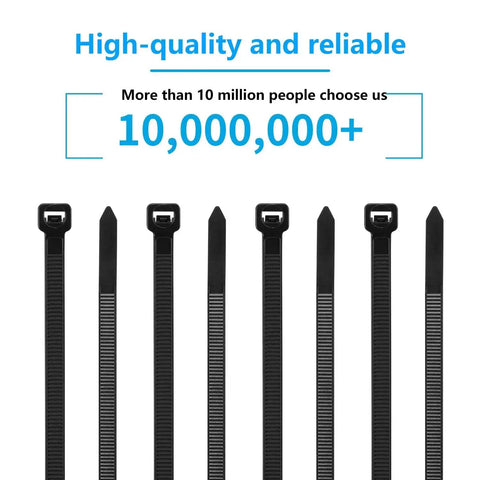 Heavy Duty 100 Pack 18 Inch Black Zip Ties With 75Lbs Tensile Strength Self Locking UV Resistant Cable Ties for indoor and outdoor use