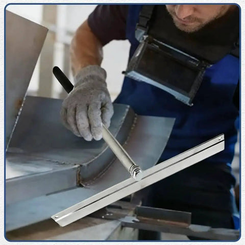 Person using 15.25 Inch Sheet Metal Bender With Sturdy Handle For Steel Bending Up To 1 Inch Deep, perfect for metal roofing.