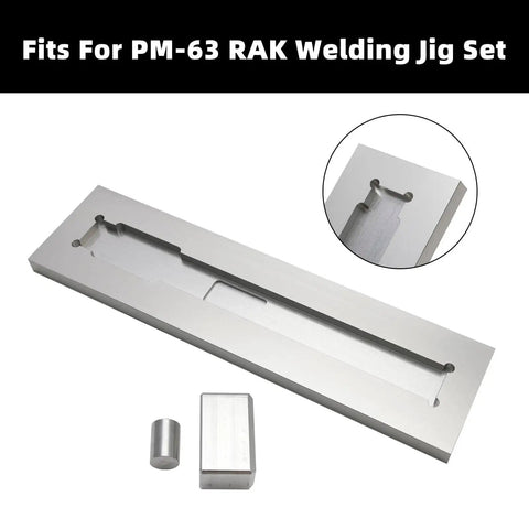 Aluminum Welding Jig Kit For PM-63 Rak Alignment, Adjustable And Durable Jig Set with components, top view.