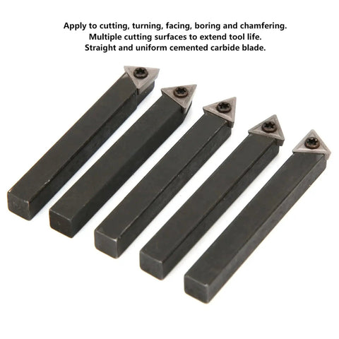 5 Piece One Quarter Inch Indexable Turning Tool Set With Pro Grade Cemented Carbide Inserts 60 Degree 75 Degree And 90 Degree For Lathe Turning Facing Boring Chamfering And Surface Cutting Durable High Precision