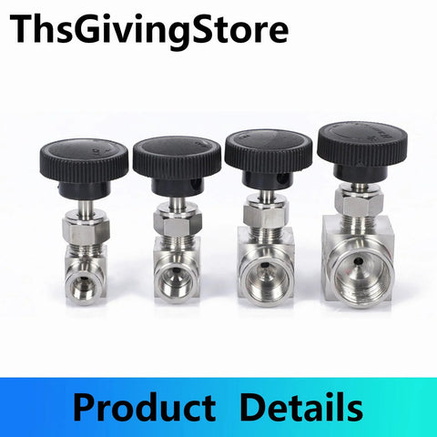 1/8–1/2 in G female needle valve set in 304 stainless steel with ferrule for water, gas, oil flow control