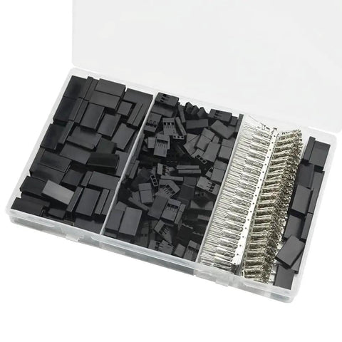900 Piece Universal Servo Cable Connector Kit With Male And Female Crimp Pins 2.54mm Pitch in clear storage box
