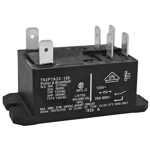 Heavy Duty Power Relay 120VAC 30A DPST-NO 6-Pin General Purpose Pack of 2, industrial control high current switching component