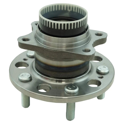 Rear Wheel Bearing And Hub Assembly Set Two Piece For Hyundai Azera Sonata Tucson Kia Cadenza Optima And Sportage Includes Rear Driver Side And Rear Passenger Side Replacement Hubs close-up of metal hub