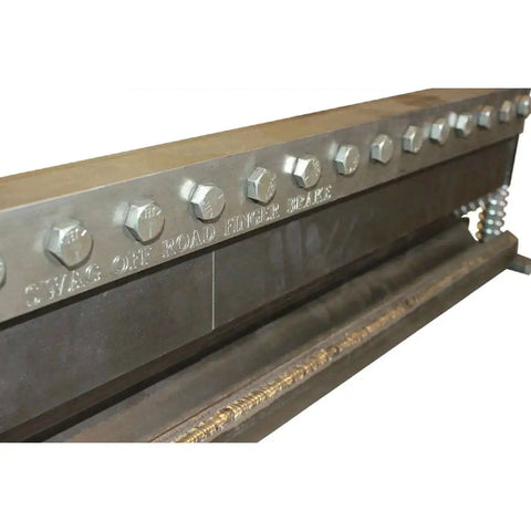 Close-up of 50 Inch Finger Press Brake DIY Builder Kit with heavy-duty metal bolts for garage metal fabrication, unassembled view.