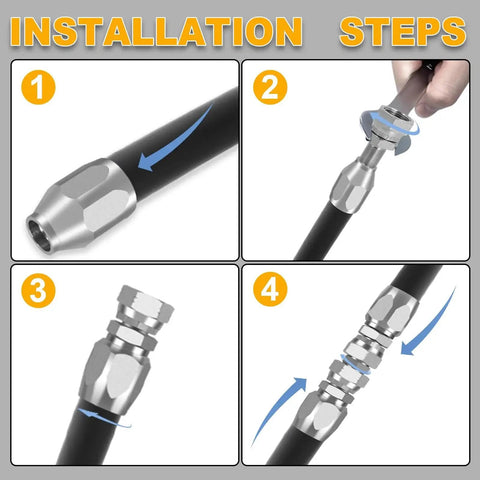Three Pack Reusable Hydraulic Hose Repair Kit With One Quarter Inch Three Eighths Inch And One Half Inch Inner Diameter Fittings installation steps