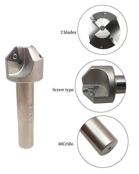 Three Quarters Inch Shank Chamfering Tool Bit With Two Blade Boring Bar Holder and Ten TCMT32.51 and TCMT32.52 Inserts