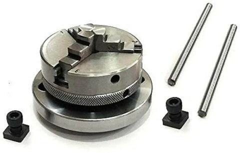 Beefy 4 Inch Rotary Table With 65 Mm 3 Jaw Self Centering Chuck Back Plate And Fixings Heavy Duty Milling Indexing Tool Precision Clamping