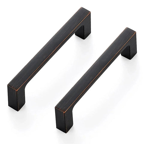 30 Pack Solid 3-1/2 Inch Square Cabinet Handles In Oil Rubbed Bronze - Durable Drawer Pulls For Kitchen Cabinets, 3-Inch Center To Center Mounting Holes