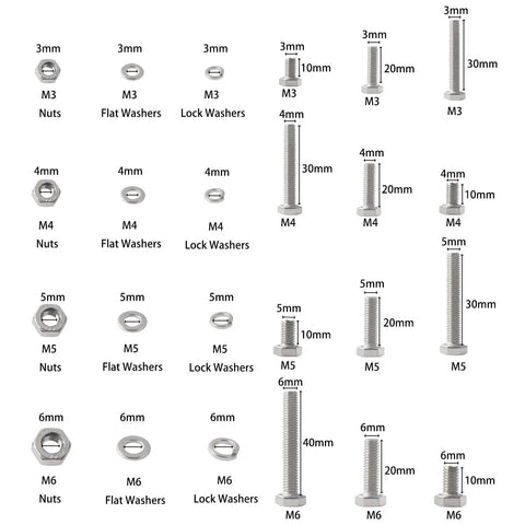 All Purpose Metric Stainless Steel Fastener Kit With 520 Pieces M3 To M6 Screws Nuts Washers And Spacers In Durable Box
