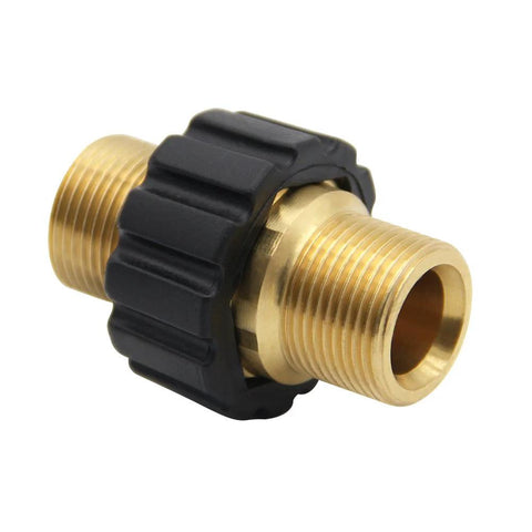 Twinkle Star pressure washer hose quick connector with M22 male thread, brass fitting and black knurled nut