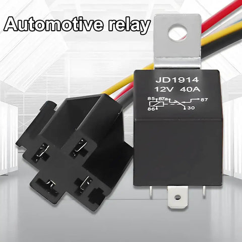 4 Pin SPST 12V 40A Car Relay Harness Kit 2 Pack With 12AWG Color Coded Wires And Sockets Heavy Duty Auto Electrical Relay Gear