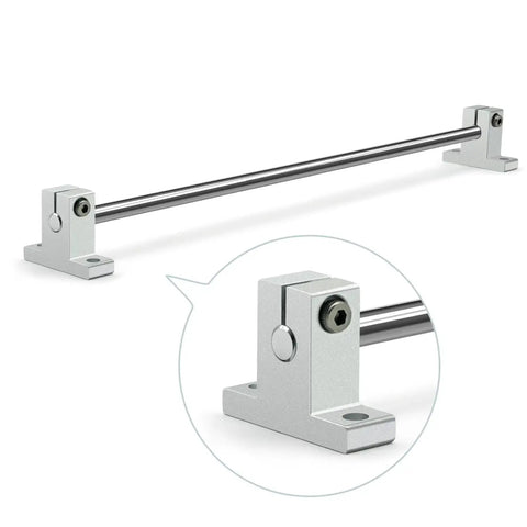 Aluminum Linear Rod Rail Shaft Support Guide Kit for 10mm Shaft, SK10, 4 Pack, installed on a flat surface, highlighting precision fitment.