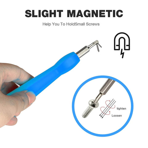 All In One Video Doorbell Screwdriver Bit Set With T6 And T15 Torx Heads For Battery And WiFi Access, A Workhorse Universal Tool That Fits All Video Doorbell Models Including 1 2 Pro And Elite, Blue Finish, shown with magnetic tip.