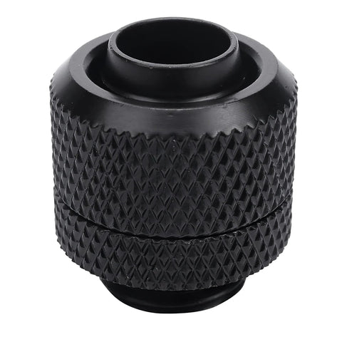 Black knurled compression fitting for soft tubing, G1/4 to 3/8 ID, 1/2 OD, PC water cooling system
