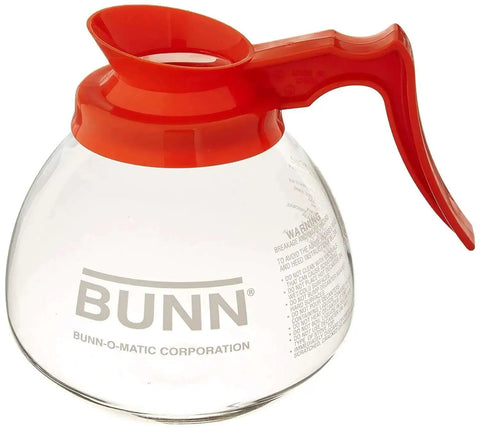Coffee Pot Decanter Carafe Set With 12 Cup Capacity, Three Pieces Including Two Black Regular And One Orange Decaf, Shatter Resistant