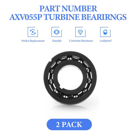 AXV055P turbine bearings for Hayward pool cleaners, 2-pack, black plastic with steel balls.