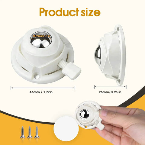 Dimensions of Self Adhesive 1 Inch Mini Swivel Caster Wheels 4 Pack for Furniture and Appliances with hand for scale