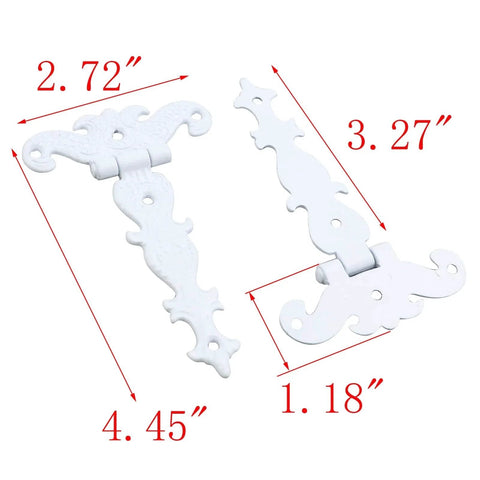 Decorative Zinc Alloy Tee Hinge White Finish T Strap Hinges For Doors And Wooden Boxes 4.45 Inch Long By 2.72 Inch Wide