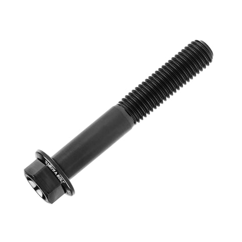 Titanium M7x50mm Hex Flange Bolt For Motorcycle Modification Pack Of 4 Black Grade 5 6AL 4V Titanium Alloy, single bolt view