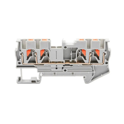 50 Pack PT 2.5 Quattro 4 Wire Terminal Block For DIN Rail With Spring Clamp Quick Safe Electrical Connection compact gray