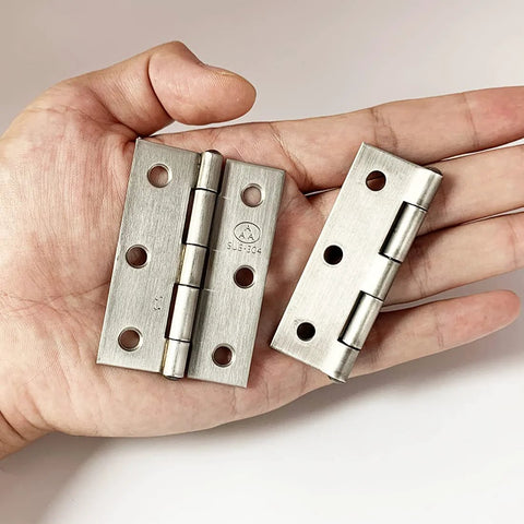 Two 2.5-inch stainless steel folding butt hinges, SUS304, for wooden jewelry box lids