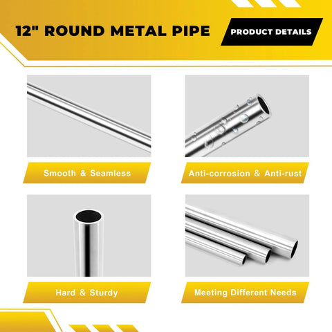 VALVENTO 5/8 in OD 316 stainless steel tube, 12 in length, round metal pipe, 2 pcs