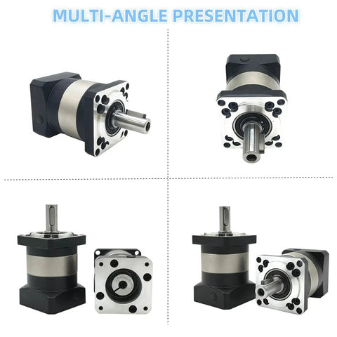 Multi-angle view of High Torque 10 To 1 Planetary Gearbox With Low Backlash 7 Arc-Min 16 Nm 4000 RPM Speed Reducer for Nema 23 motors