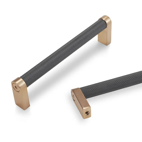10 Pack 5 Inch Center To Center Black And Champagne Bronze Knurled Cabinet Handles Drawer Pulls