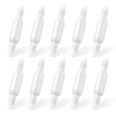 Hecatelly oxygen tubing swivel connectors, 10-pack, white plastic, 360-degree rotatable tube connectors
