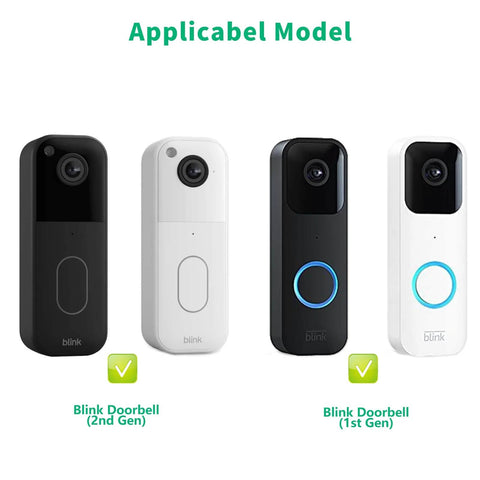 Black and white Blink Doorbell models 1st and 2nd Gen applicable for Anti Theft Video Doorbell Mount For Inward Swing Doors Weatherproof No Drill Kit For Renters Uber Easy Install And Theft Proof Keeps Doorbell Safe Without Blocking Sensor Fits Zero Point Eight Two To Two Inch Thick Black