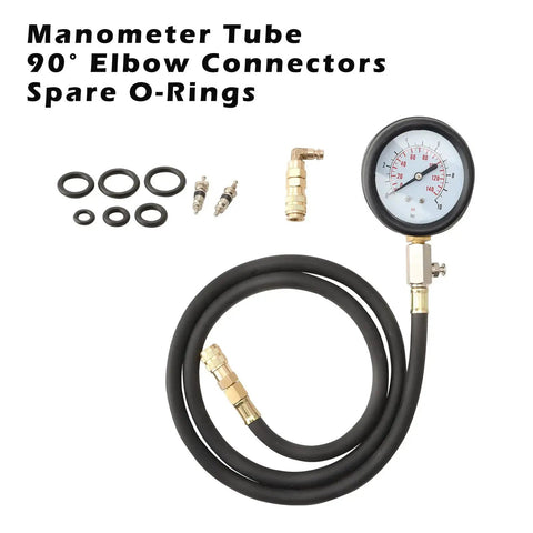 Oil Pressure Tester Kit 0 To 140 PSI With Heavy Duty Steel Gauge Rubberized Case 50 Inch High Pressure Hose Universal Fit