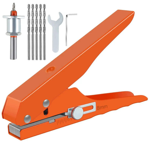 Orange Beefy Five Sixteenth Inch Heavy Duty Single Hole Puncher with drill bits and wrench for precise punching