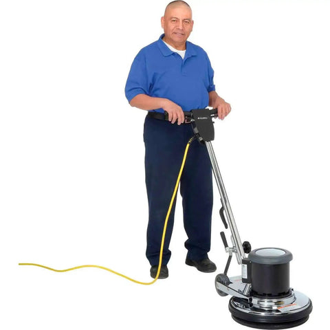 Corded Low Speed Floor Machine, 17 Inch Cleaning Path, Stainless Steel Construction, Heavy Duty 1.5 HP Motor, 50 Foot Safety Power Cord With GFCI Plug, Built Tough For Wet Floor Cleaning