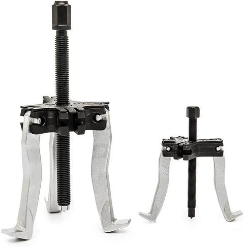 Heavy Duty Ratcheting Puller Set For Automotive Internal And External Pulls 2 And 5 Ton Converts To Two Or Three Leg Pullers Easy Jaw Connection And Quick Release Ideal For Pulley Removals And Gearbox Work shown in metallic finish