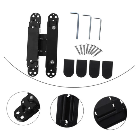 Invisible Door Hinge 180 Degree Swing for Concealed Doors and Cabinets with Three Dimensional Adjustable Alignment and accessories