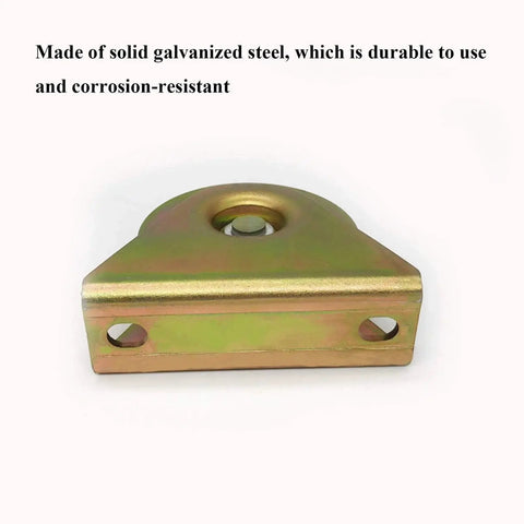 Front view of Beefy Heavy Duty 2 Inch V Groove Wheel Plate Casters With Bracket for V Track Rails, galvanized steel build.