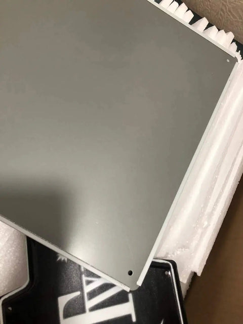 Back side view of the BBQ Metal Tin Sign 8 By 12 Inch Turn Off Burners And Clean Gas Tank Spills On Grills Aluminum Wall Decor.