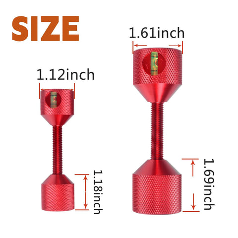 Flange Two-Hole Alignment Pins Set With Built-In Level, Detachable Double Pins In 1-1/8 And 1-5/8 Inch, 6061 Aluminum Red, side view