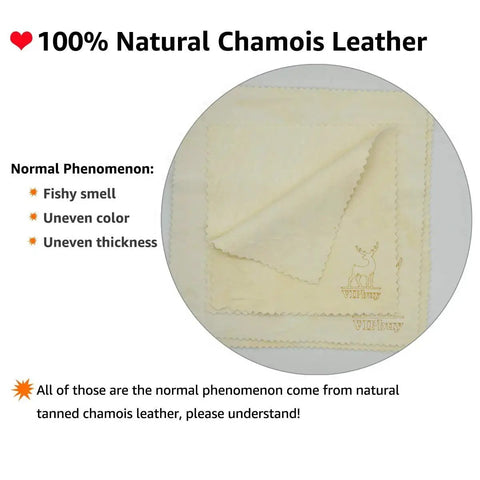 Natural Chamois Cleaning Cloths Four Pack 6x6 For Glasses Lenses Screens showing cloth texture and natural characteristics.