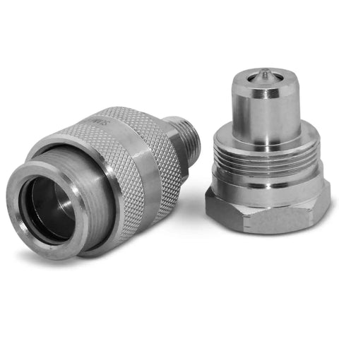 High Pressure Hydraulic Quick Coupler Set Three Eighths Inch NPT 10000 PSI Hardened Steel With Dust Caps