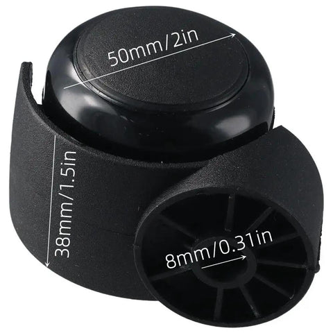 Close-up of Stemless Chair Casters 5 Pack 2 Inch Replacement Wheels For Office And Home Furniture, black plastic construction.