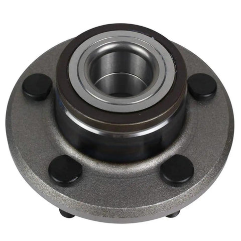 Close-up of front wheel hub and bearing assembly 5-lug for RWD Dodge Charger 2006-2014 with ABS compatible bolt-on direct replacement