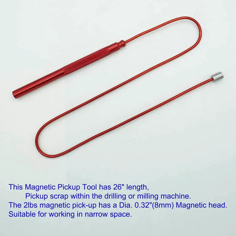 Flexible Magnetic Pickup Tool Set With 2 Pound And 5 Pound Heads, 26 Inch Bendable Extension Magnetic Retriever With Knurled Aluminum Handle