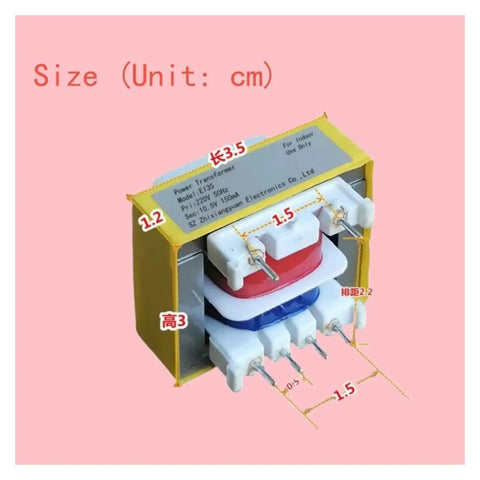 2 Pack EI35 Isolation Transformer 220V To 12V 350mA Power Transformer with dimensions and plug connectors visible